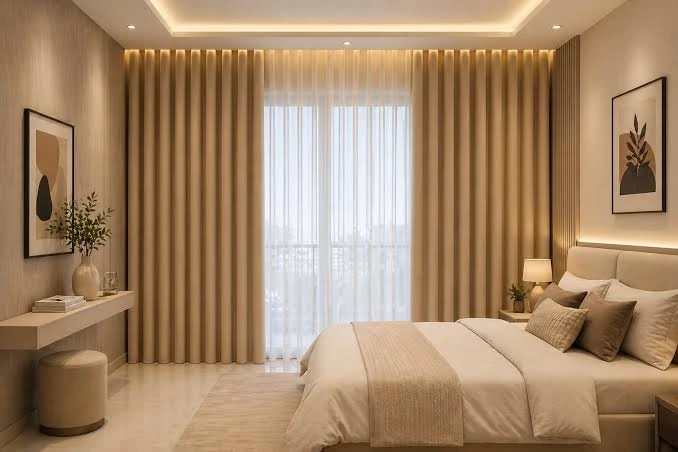 Rèm cửa phòng ngủ sắc màu nhẹ nhàng